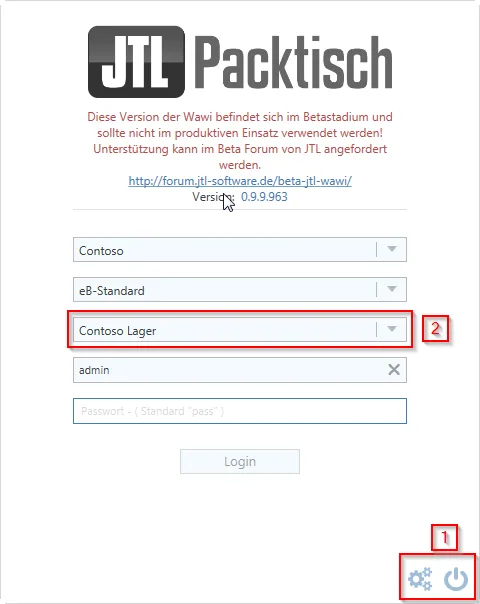 Einloggen in JTL-WMS