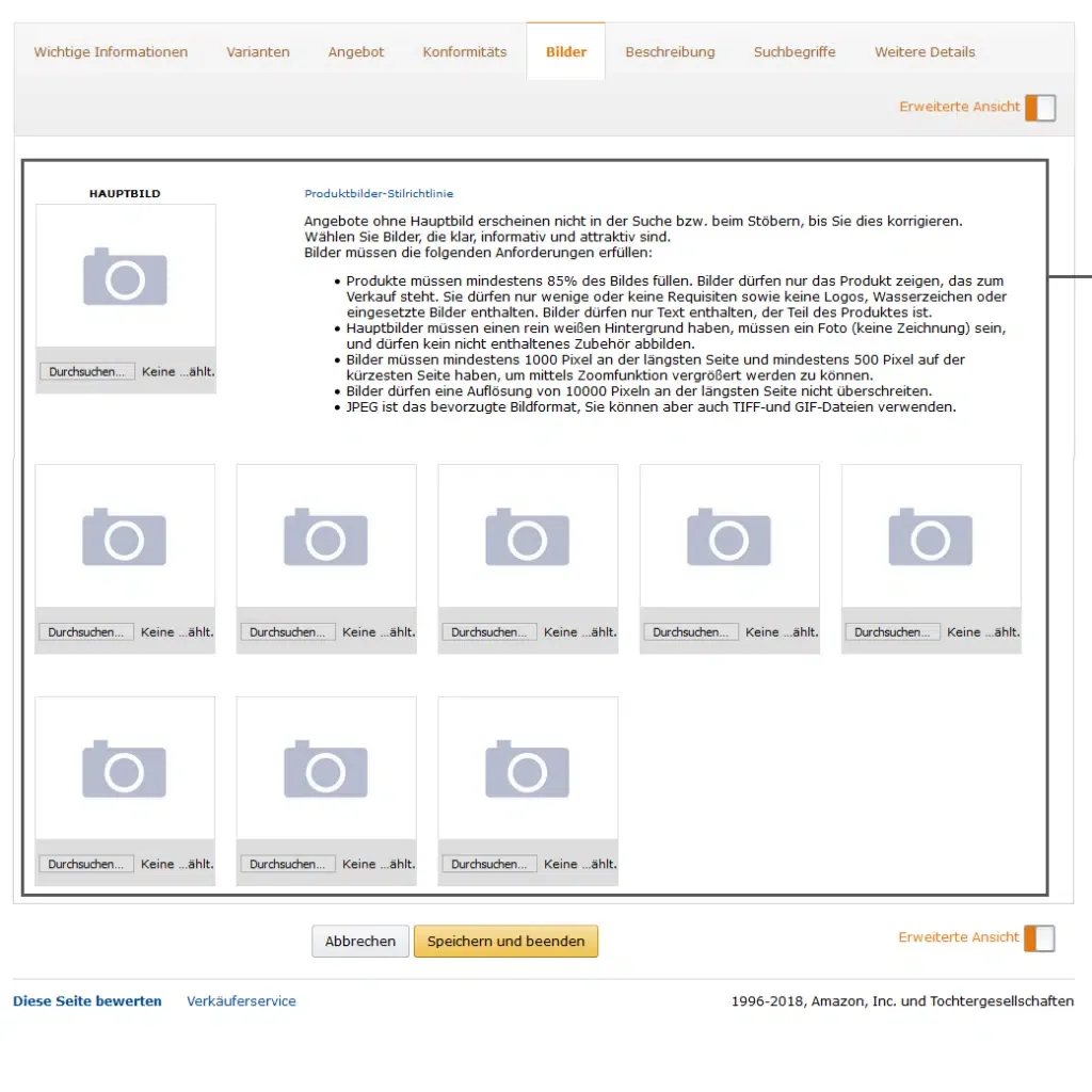 Amazon Seller Center Bilder