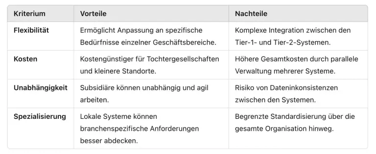 Shopify ERP Tier-2-System Vorteile und Nachteile
