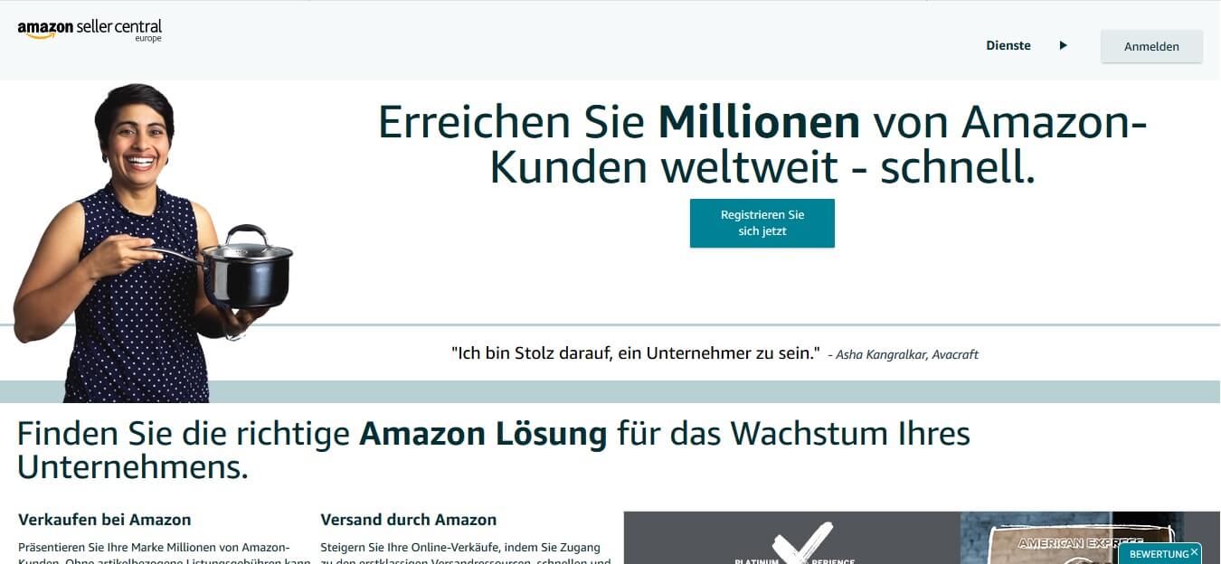 Amazon Seller Central Startseite