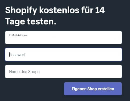 Shopify testen Dateneingabe