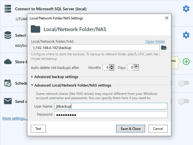 SQLBackupAndFTP Netzwerkspeicher
