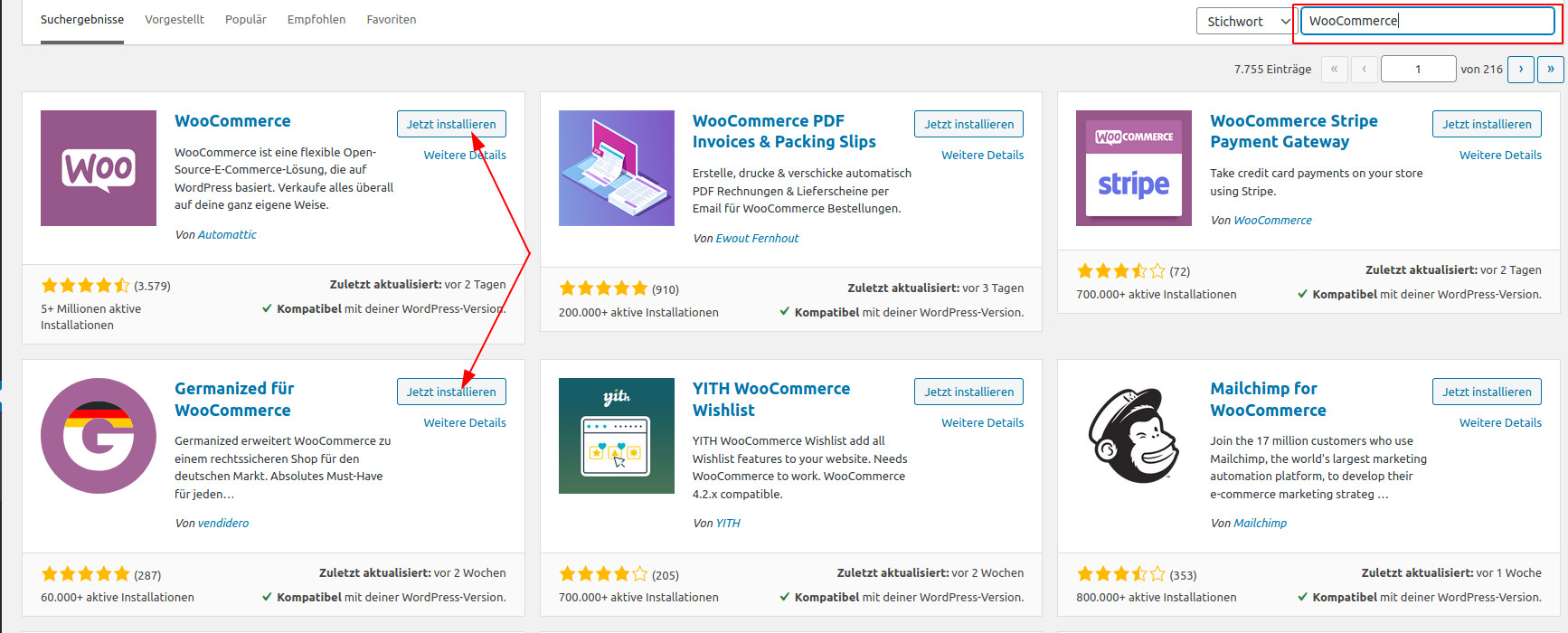 WordPress WooCommerce installieren und aktivieren