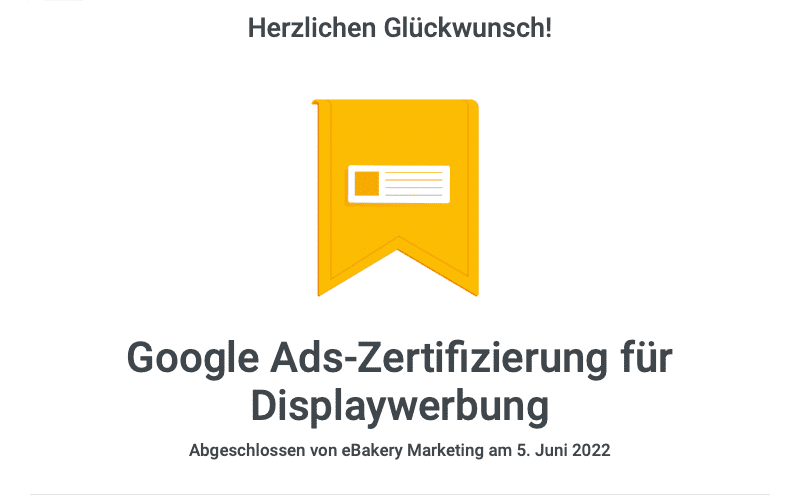 google ads zertifizierung für displaywerbung ebakery