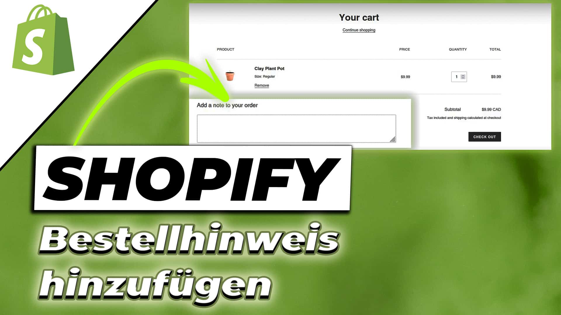 Add Shopify order note to your shopping cart page