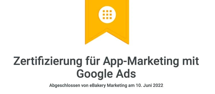 Google Ads App-Marketing Zertifikat